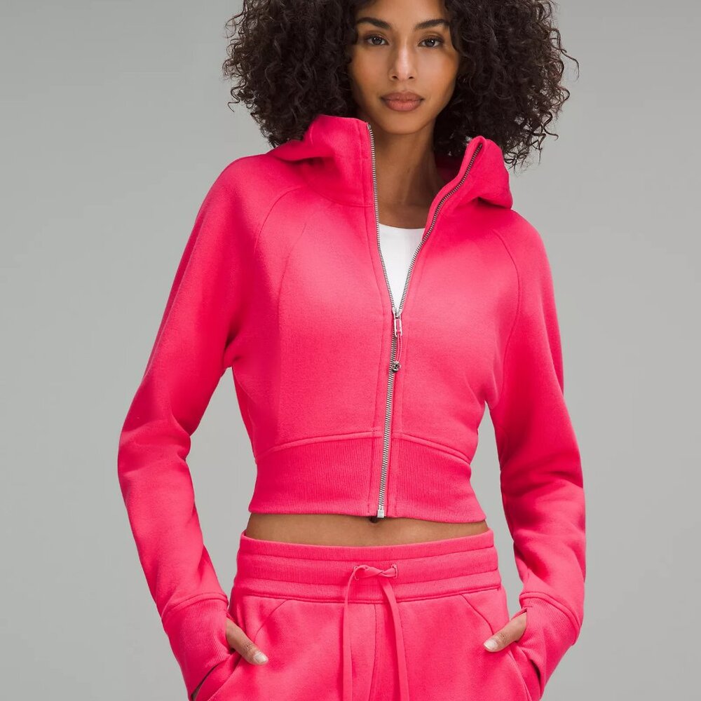 lululemon Scuba Full Zip Cropped Hoodie Lip Gloss Size 8